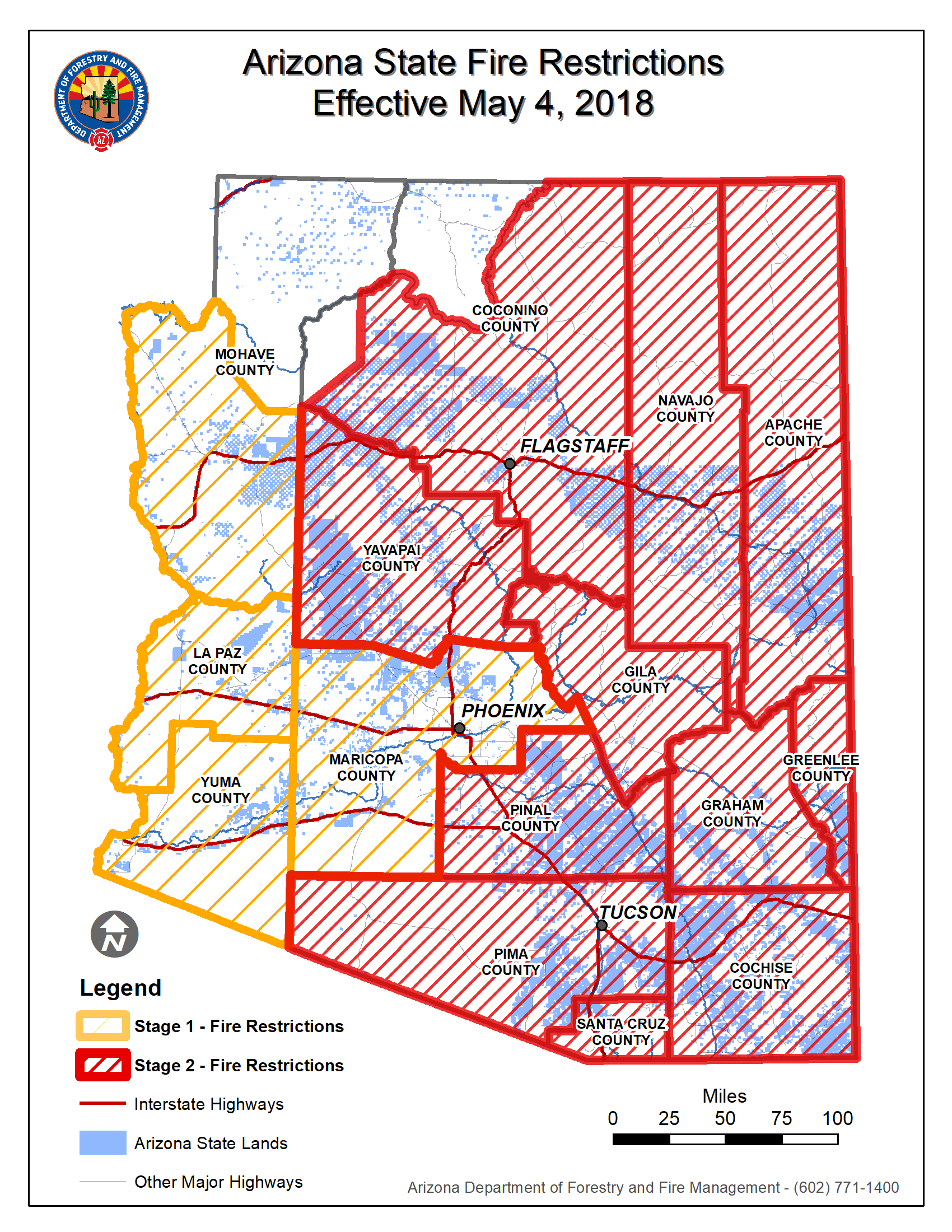 2018 Updated Map Northern and Southern Arizona Fire Restrictions