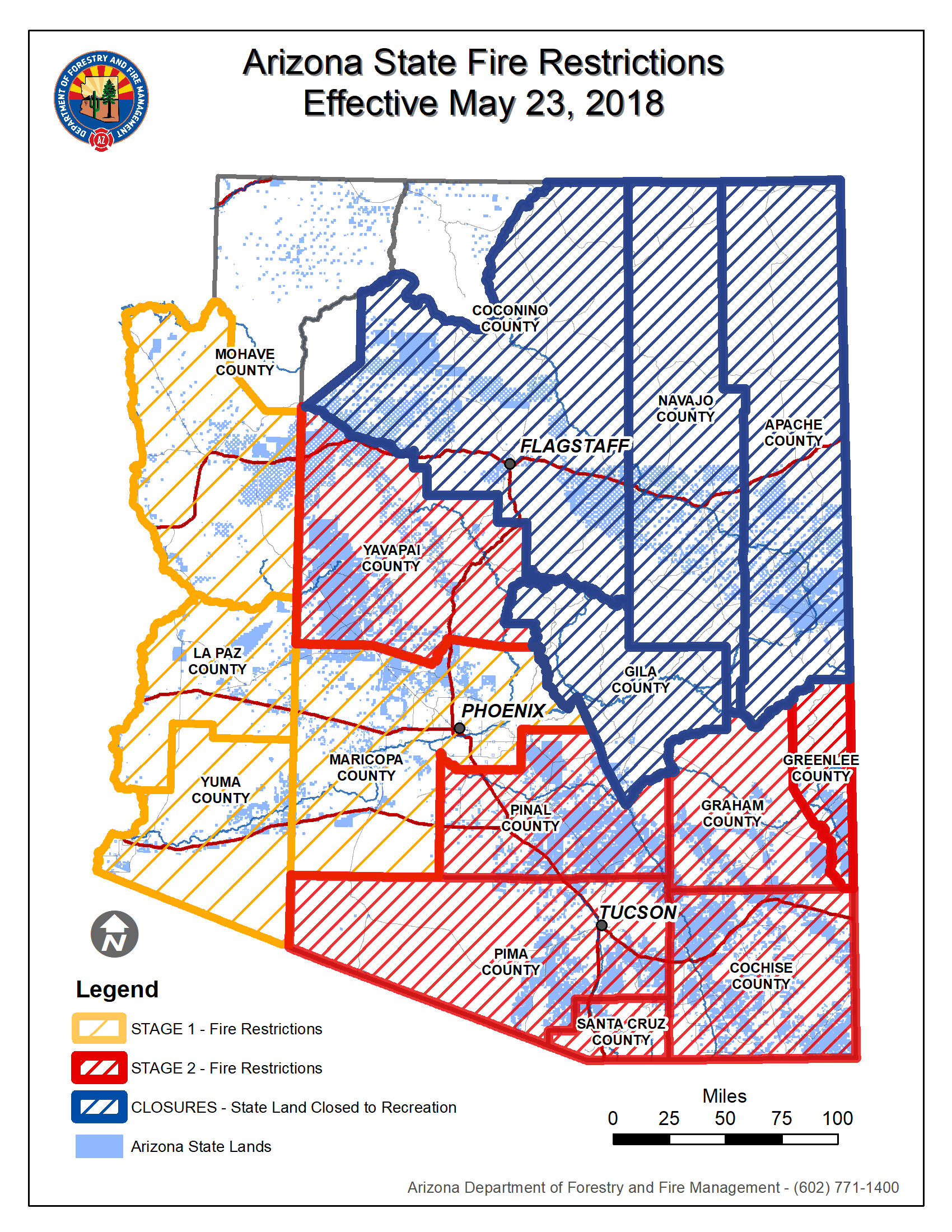 2018-05-23 - Coconino and Gila Map