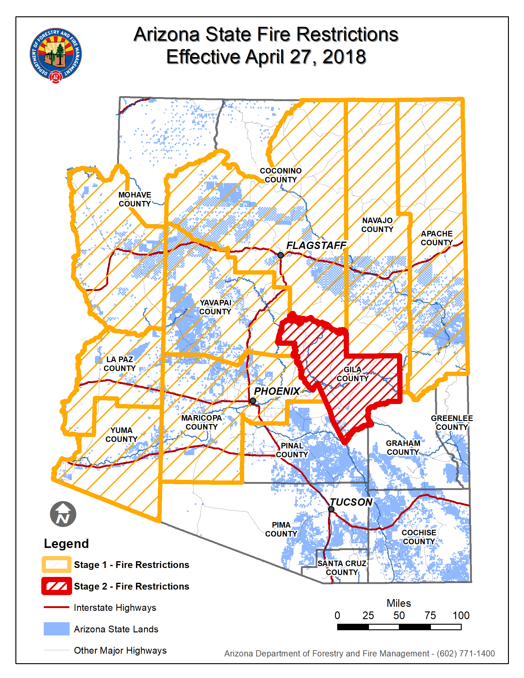 Fire Restrictions Map to Include Coconino County S. of Grand Canyon 