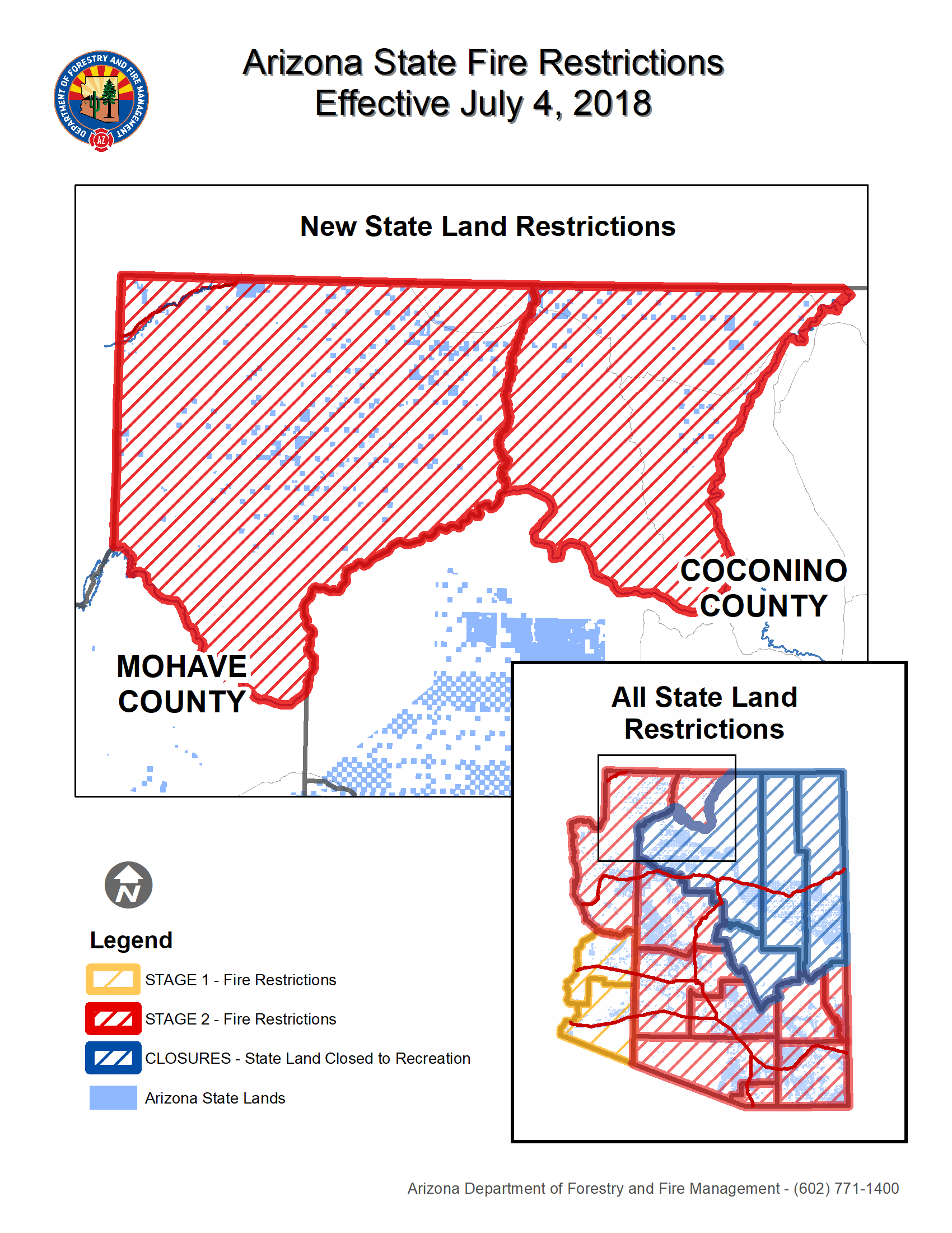 Fire Restrictions Map as of July 4, 2018 