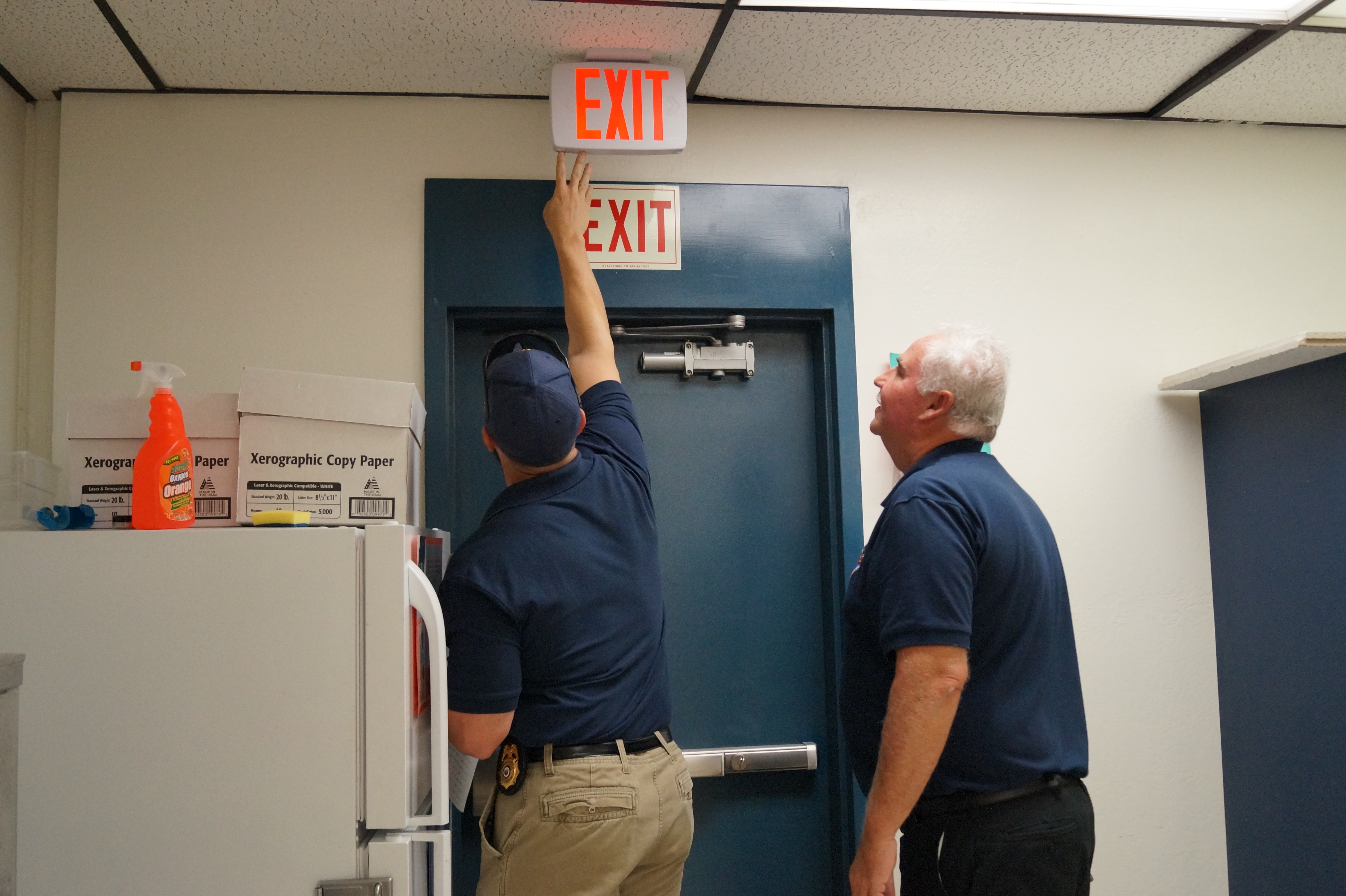 OSFM Deputy Fire Marshals conducting a fire safety inspection 